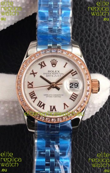 Rolex Datejust Ladies 28MM Cal.3135 Movement Swiss Replica in 904L Steel White Dial 