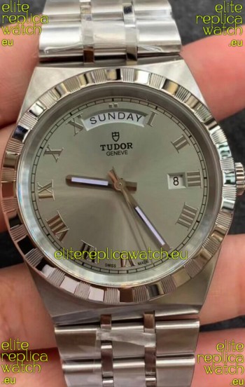 Tudor Royal Edition Watch - 1:1 Mirror Replica in Steel Casing - Grey Roman Dial