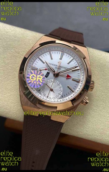 Vacheron Constantin Overseas Dual Time Rose Gold 1:1 Mirror Swiss Replica Watch in Steel Dial