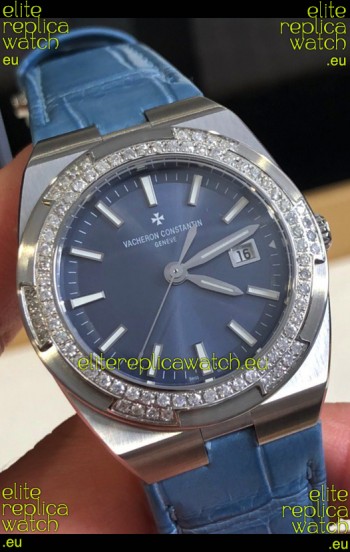 Vacheron Constantin Overseas Stainless Steel 33MM Swiss Quartz Replica Watch Blue Dial 