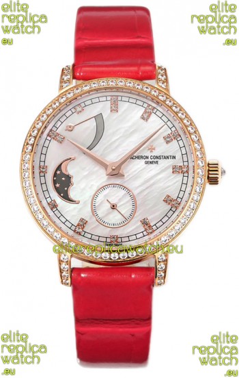Vacheron Constantin Traditionelle Moon Phase Mother of Pearl Dial in Rose Gold Swiss Replica