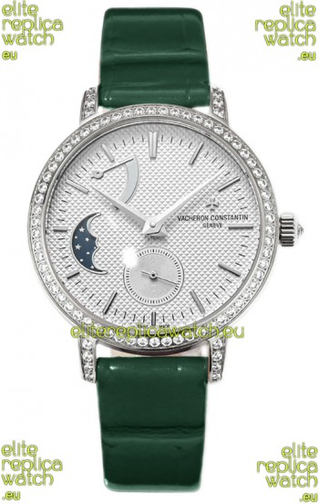 Vacheron Constantin Traditionelle Moon Phase White Dial in Steel Case Swiss Replica