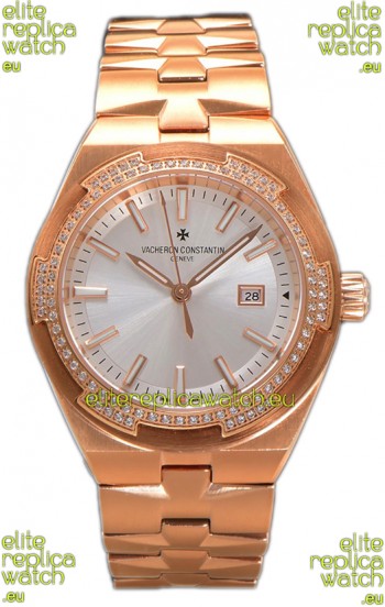 Vacheron Constantin Overseas Rose Gold Steel Dial 35MM Swiss Replica Watch 