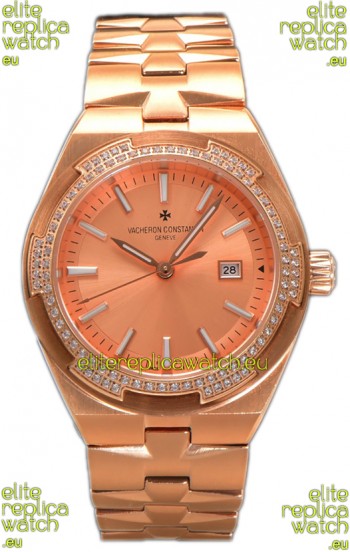 Vacheron Constantin Overseas Rose Gold Casing and Dial 35MM Swiss Replica Watch 