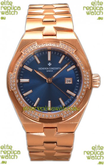 Vacheron Constantin Overseas Rose Gold Casing Blue Dial 35MM Swiss Replica Watch 