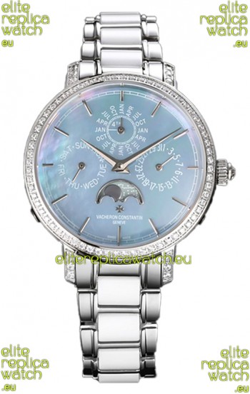 Vacheron Constantin Traditionelle Perpetual Calendar Ultra-Thin Steel Blue Pearl Swiss Replica