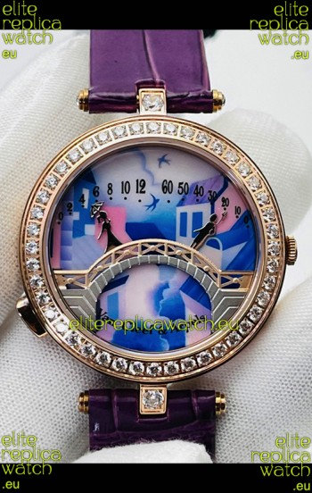 Van Cleef & Arpels Lady Arpels Pont des Amoureux in Rose Gold Purple Strap