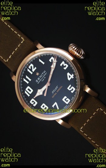 Zenith Pilot Type 20 Extra Special Edition Rose Gold Swiss 1:1 Mirror Replica Watch 
