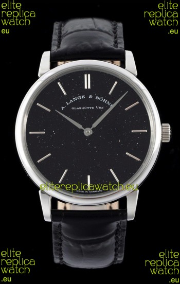 A.Lange & Sohne Saxonia Thin Swiss Replica Watch Steel Case Black Dial