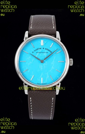 A.Lange & Sohne Saxonia Thin Swiss Replica Watch Steel Case Tiffany Blue Dial