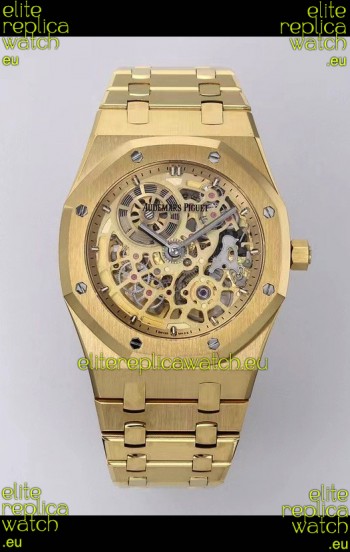 Audemars Piguet Super Clone Royal Oak Jumbo Extra-Thin Yellow Gold Casing Watch 