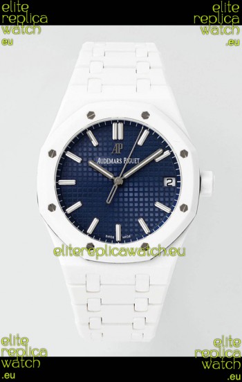 Audemars Piguet Royal Oak 15500 White Ceramic Super Clone Blue Dial Watch 
