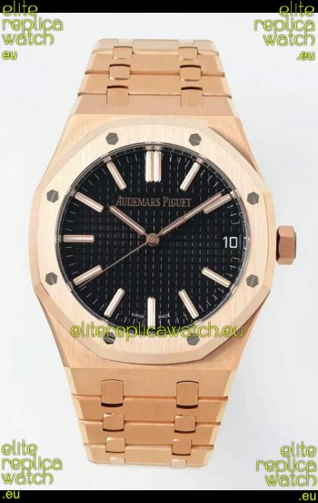 Audemars Piguet Royal Oak 15510OR 41MM Rose Gold Black Dial Super Clone Replica Watch