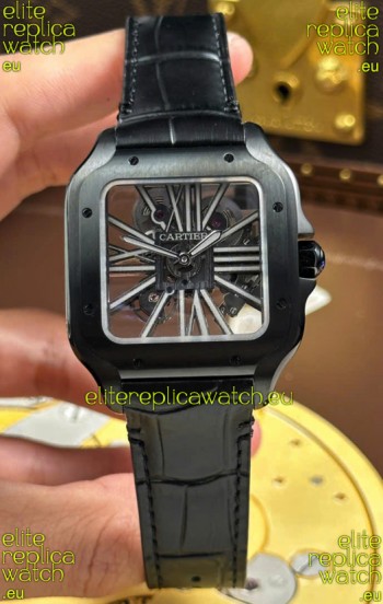 Santos De Cartier Super Clone Watch in Skeleton Dial PVD MLF Coating Watch 