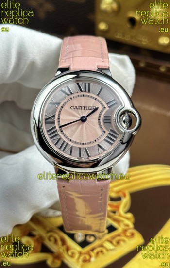 Ballon De Cartier Swiss Quartz 1:1 Mirror Quality 33MM in Pink Dial 