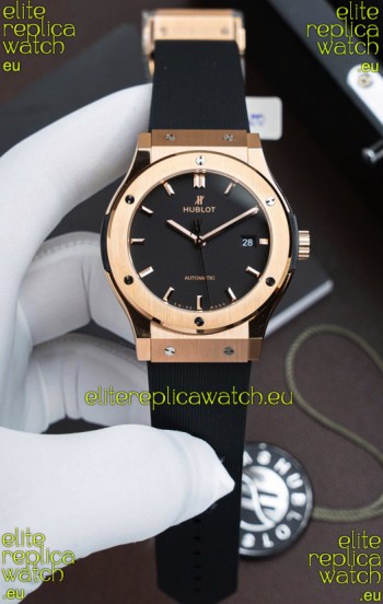 Hublot Super Clone Classic Fusion Titanium Rose Gold Black Dial 42MM Watch