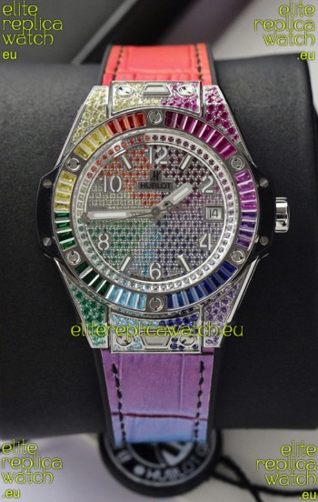 Hublot Big Bang One Click King White Dial Rainbow Diamonds 39MM Watch 