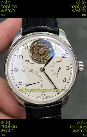IWC Portuguese Genuine Swiss Tourbillon Movement Steel Watch in White Dial