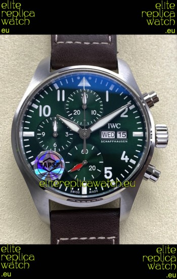 IWC Super Clone Pilot Chronograph Edition Green Dial Leather Swiss Replica Watch 
