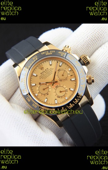 Rolex Daytona Japanese Movement Gold Casing Replica Watch in Gold Dial 