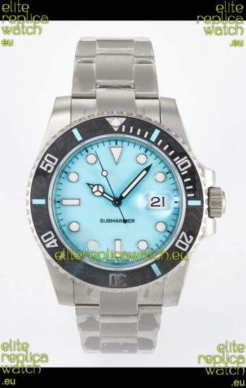 Rolex Submariner DiW Sandblasted Steel Casing Carbon Fiber Bezel Watch Tiffany Blue Dial