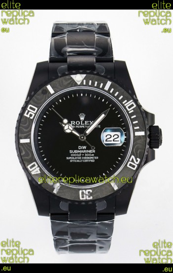 Rolex Submariner DiW DLC Coated Steel Casing Carbon Fiber Bezel Watch