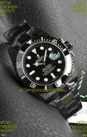 Rolex Submariner Blaken DLC Coated Swiss Replica Watch in Black Dial 