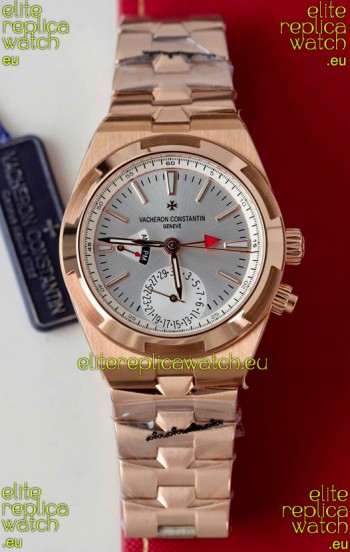 Vacheron Constantin Overseas Dual Time Rose Gold 1:1 Mirror Swiss Replica Watch in Steel Dial