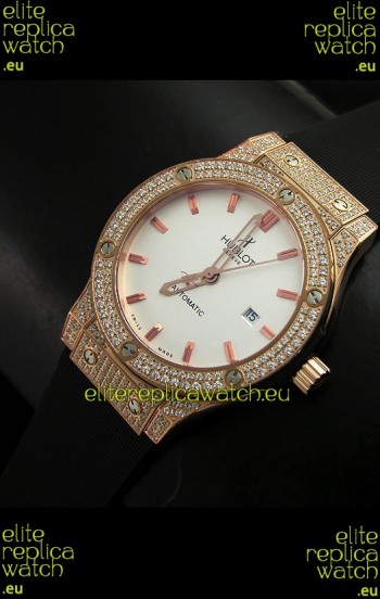 Hublot Big Bang Classic Fusion Swiss Watch in Diamonds Embedded Case