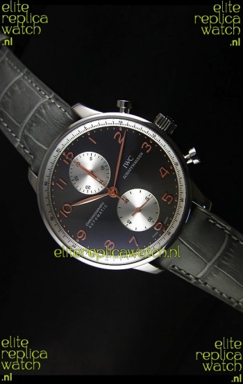 IWC Portuguese Chronograph Swiss Replica Watch in Steel Case - 1:1 Mirror Replica Edition