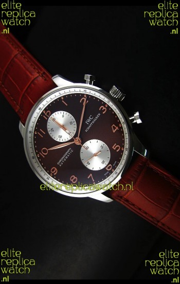 IWC Portuguese Chronograph Swiss Replica Watch in Steel Case - 1:1 Mirror Replica Edition
