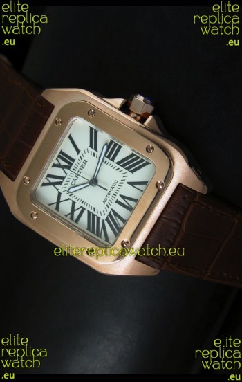 Cartier Santos 100 1:1 Mirror Replica Rose Gold Watch 42MM