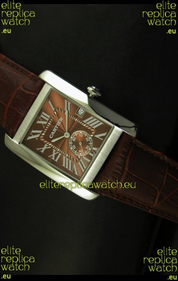 Cartier Tank Anglaise Japanese Replica Watch 34MM - Brown Dial Steel Case