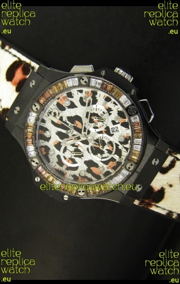 Hublot Big Bang White Zebra Bang Edition in Black PVD Case 34MM Watch