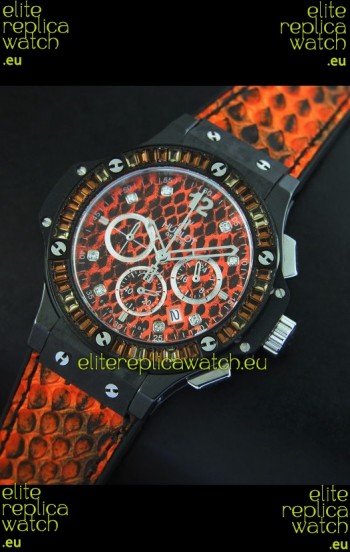 Hublot Big Bang 34MM Ladies Watch in Quartz Movement - Orange Dial/Strap