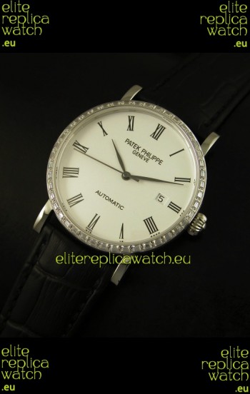 Patek Philippe Calatrava 5120 Swiss Replica Watch in Steel Casing - Roman Hours