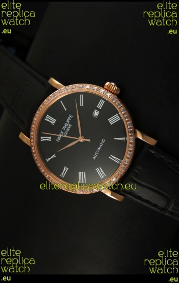 Patek Philippe Calatrava 5298 Swiss Replica Watch in Pink Gold Casing - Roman Hours