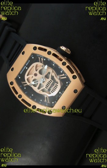Richard Mille RM052 Skull Tourbillon Swiss Replica Watch in Pink Gold Casing