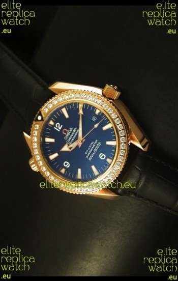 Omega Planet Ocean Rose Gold Plated Swiss Watch with Diamonds