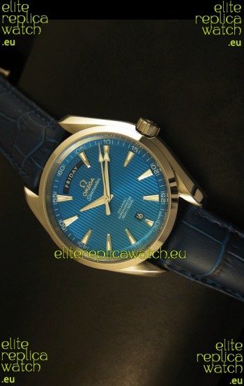 Omega Seamaster Aqua Terra Co-Axial Day Date Leather Swiss Watch