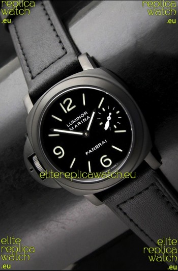 Panerai Luminor Marina Left Hand Wind PVD Swiss Watch - Leather Strap