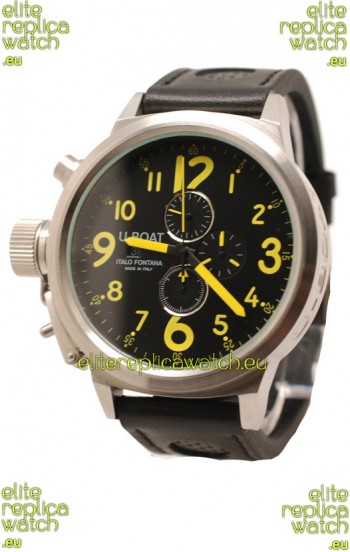 U-Boat Flightdeck Japanese Replica Watch in Black Dial