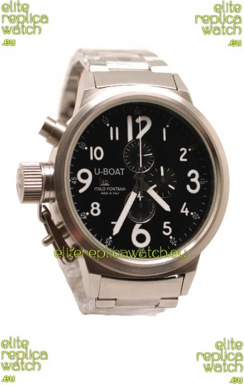 U-Boat Flightdeck Japanese Replica Steel Watch in Black Dial