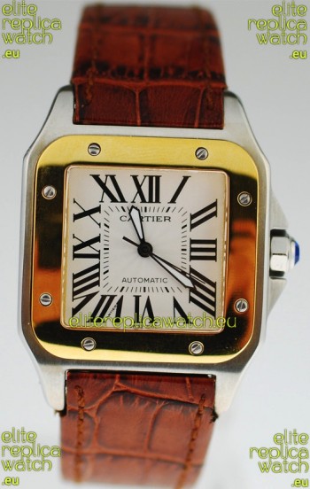 Cartier Santos 100 Swiss Replica Two Tone Watch