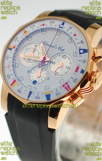 Corum Admirals Cup Chronograph Swiss Replica Gold Watch 