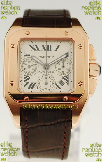 Cartier Santos 100 Swiss Replica Gold Watch