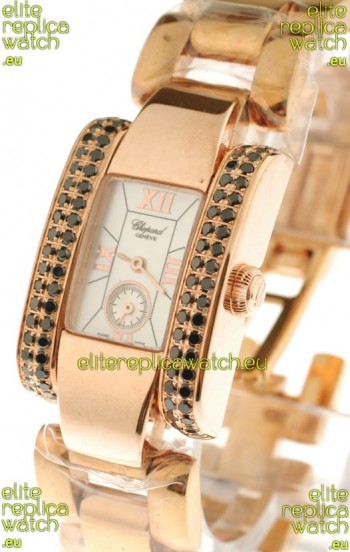Chopard La Strada Swiss Ladies Replica Pink Gold Watch 