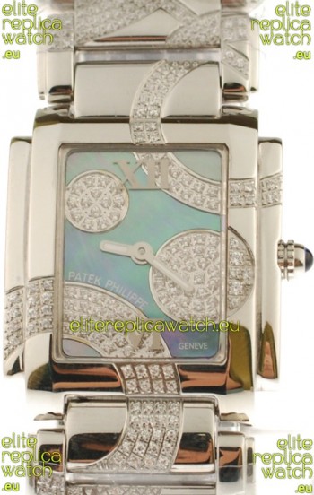 Patek Philippe Twenty Four Swiss Replica Steel Watch in Pearl Dial