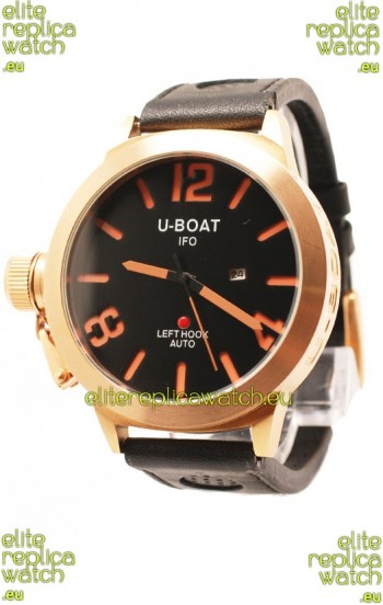 U-Boat Classico Japanese Gold Watch in Black Dial