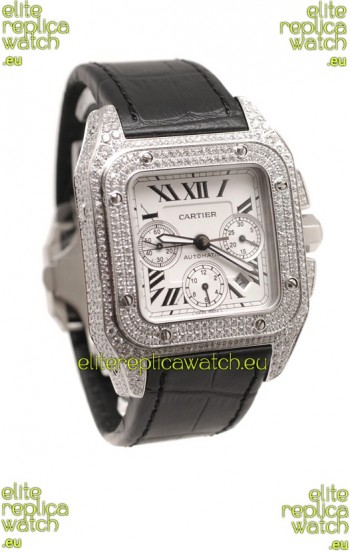 Cartier Santos 100 Swiss Replica Watch with Two Tone Casing 